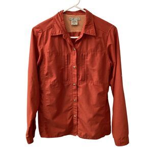 Exofficio Button Shirt Coral Outdoors Rolled Sleeves Ventilation Women's Size S